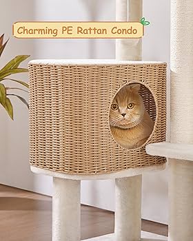 gato♡ Amazon.com : Yaheetech 36in PE Rattan Cat Tree with Big
